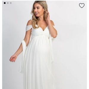 White chiffon maternity evening gown